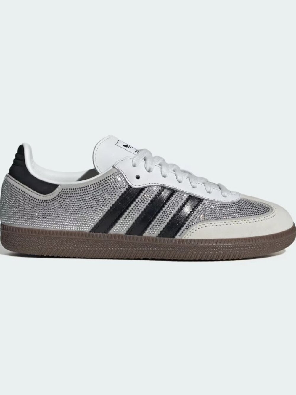 Adidas Originals Women's Rhinestone Crystal White Silver SAMBA OG SHOES IH9055